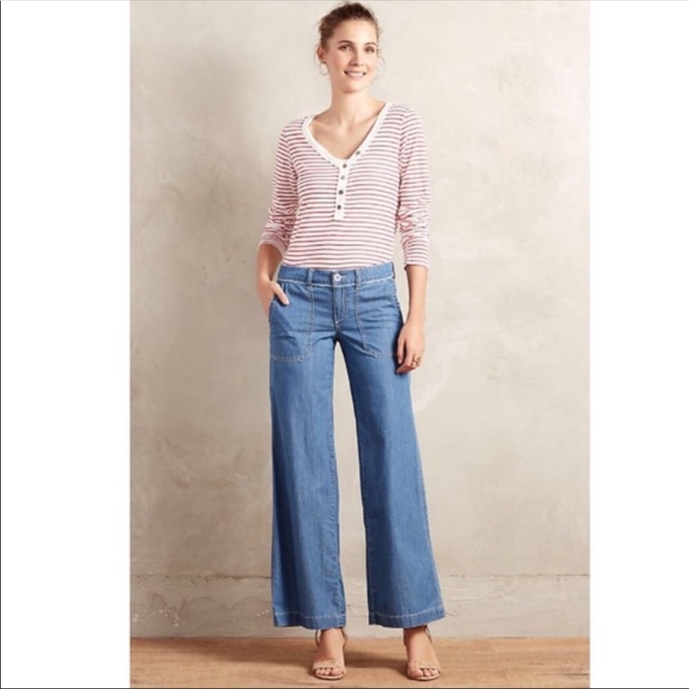 Pilcro and The Letter Press Chambray wide leg jean